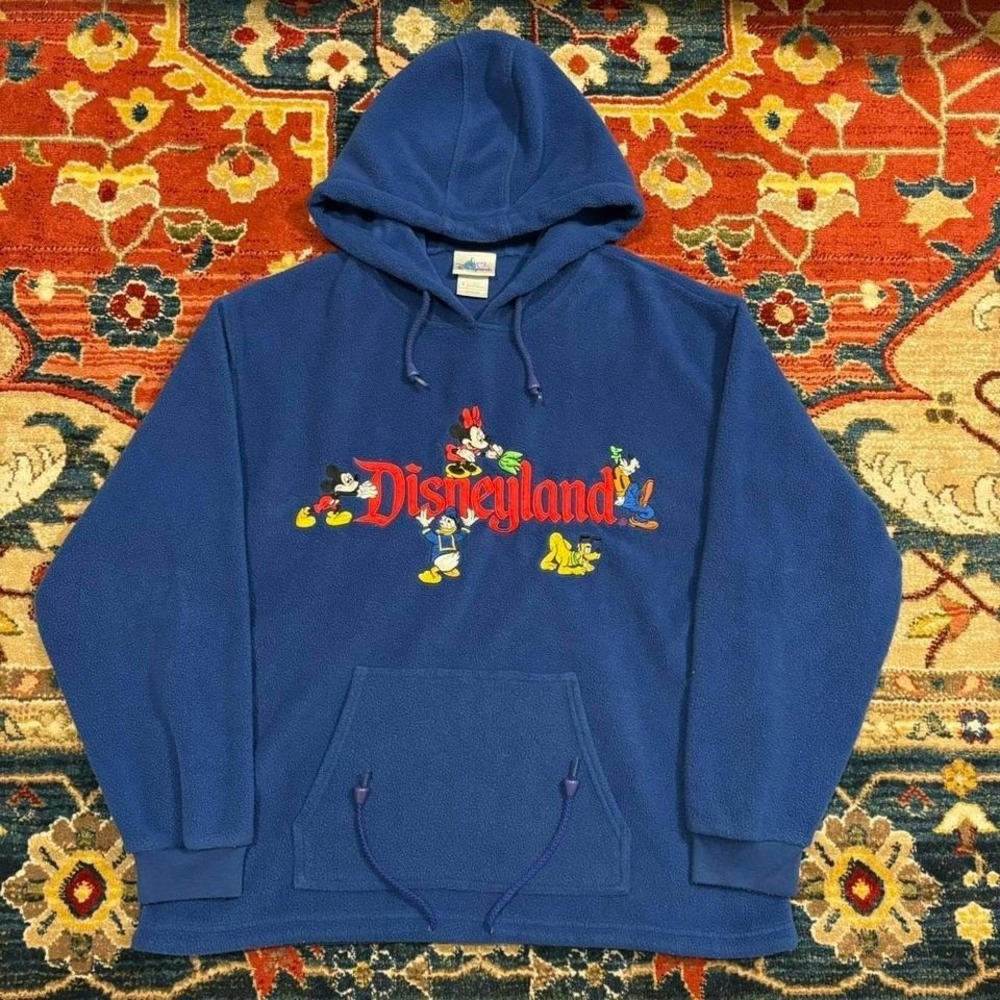 Vintage Disneyland Hoodie Small Blue Red Colorblock Cartoon Graphic Kidcore 90s